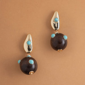 TURQUOISE BLACK BALL DROP EARRINGS [FW24]