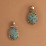 AMAZONITE GOLD BEZEL EARRINGS [FW24]