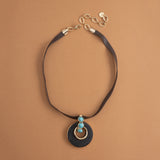 BLACK TURQUOISE DISC NECKLACE [FW24]