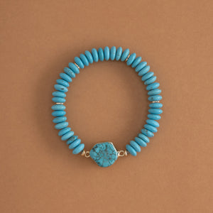 TURQUOISE ROUND BEAD STRETCHY BRACELET [FW24]