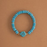 TURQUOISE ROUND BEAD STRETCHY BRACELET [FW24]