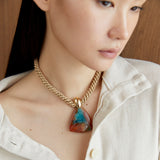 BLUE BROWN STONE PENDANT NECKLACE [FW24]