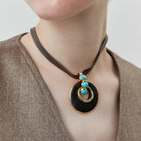 BLACK TURQUOISE DISC NECKLACE [FW24]