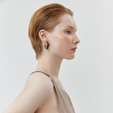 BROWN RHODIUM C-HOOK EARRINGS [FW24]