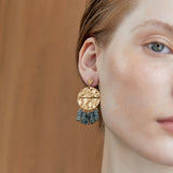 AMAZONITE HAMMERED GOLD COIN EARRINGS [FW24]