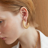 GOLD BALL STUD C-HOOK EARRINGS [FW24]