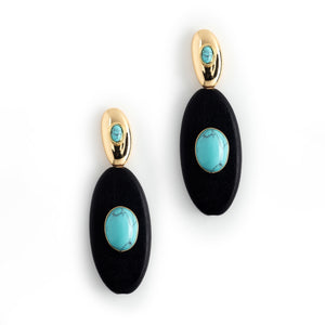 TURQUOISE DROP ELONGATED BLACK EARRINGS [FW24]