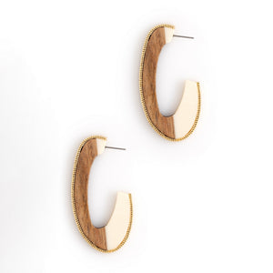FLAT ASSYMETRICAL BROWN CREME EARRINGS [FW24]