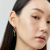 MALACHITE GOLD CHAIN EARRINGS [FW24-D]