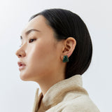 GREEN GEOMETRIC STONE EARRINGS [FW24-D]