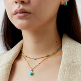 TURQUOISE GOLD DAINTY NECKLACE [FW24-D]