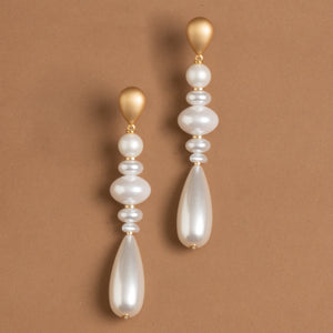 ALABASTER DROP WHITE PEARL EARRINGS
