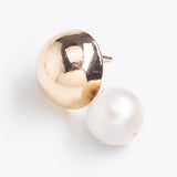 WHITE PEARL GOLD DROP STUD EARRINGS