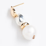 WHITE PEARL SILVER GOLD COMBO EARRINGS