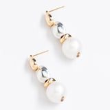 WHITE PEARL SILVER GOLD COMBO EARRINGS