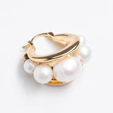 WHITE PEARL BEAD CHUNKY HUGGIE EARRINGS