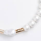 WHITE PEARL GOLD MIX SHORT NECKLACE