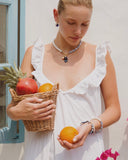 WHITE LAPIS ASSYMETRICAL BEAD NECKLACE