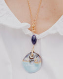 BLUE MIX STONE PENDANT LONG NECKLACE