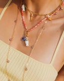 CLUSTERED STONE CHARM NECKLACE