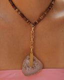 LUNAKITE STONE BEAD LARIAT NECKLACE