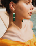 CADMIUM GREEN DOUBLE STONE EARRINGS