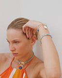 CREAM TURQUOISE BEADED SHORT NECKLACE