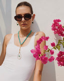 CRYSTAL TURQUOISE FASHION LARIAT NECKLACE