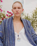 WHITE LAPIS FRINGE BEAD EARRINGS