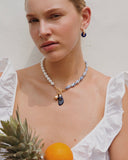 WHITE LAPIS ASSYMETRICAL BEAD NECKLACE