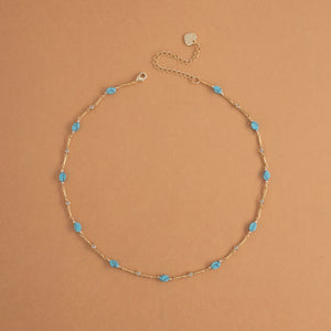 TURQUOISE GOLD DAINTY NECKLACE [FW24-D]