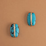 OVAL TURQUOISE STONE EARRINGS [FW24-D]