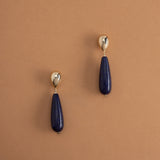 LAPIS ELONGATED STONE DROP EARRINGS [FW24-D]