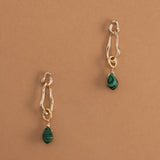 MALACHITE GOLD CHAIN EARRINGS [FW24-D]