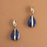 SODALITE OVAIL STONE EARRINGS [FW24-D]