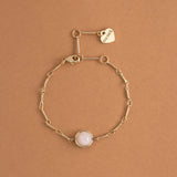 ROSE QUARTZ COIN STONE BRACELET [FW24-D]