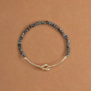 UNAKITE GOLD SEMI-BANGLE STRETCHY BRACELET [FW24-D]