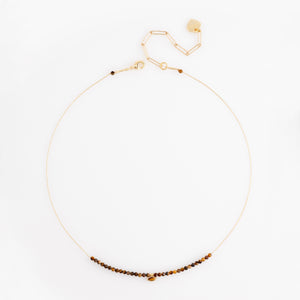 TIGER EYE BEADED CHAIN NECKLACE [FW24-D]