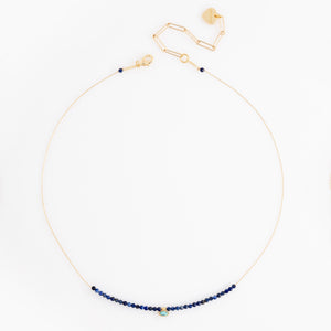 LAPIS LAZULI BEADED CHAIN NECKLACE [FW24-D]