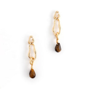 TIGER EYE GOLD CHAIN EARRINGS [FW24-D]