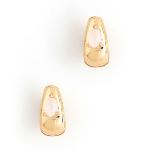 ROSE QUARTZ HUGGIE EARRINGS [FW24-D]