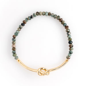 UNAKITE GOLD SEMI-BANGLE STRETCHY BRACELET [FW24-D]