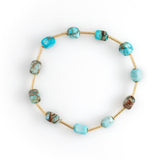 TURQUOISE STONE BEAD STRETCHY BRACELET [FW24-D]