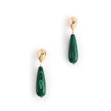 MALACHITE ELONGATED STONE DROP EARRINGS [FW24-D]