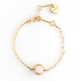 ROSE QUARTZ COIN STONE BRACELET [FW24-D]