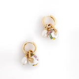 WHITE MIX GOLD HUGGIE PEARL EARRINGS [FW24]