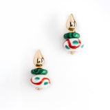 WHITE GREEN STONE DROP EARRINGS [FW24]