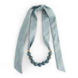 ASH BLUE BEAD RIBBON NECKLACE [FW24]