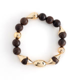 BLACK GOLD BEAD STRETCHY BRACELET [FW24]