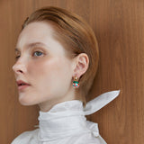 WHITE GREEN STONE DROP EARRINGS [FW24]